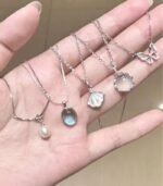 5PCS Imitation Moonstone Jewelry Set – Elegant Style for Every Occasion, Includes Necklace, Earrings, Bracelet & Ring