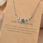 Elegant Copper Leaf & Branch Necklace with Cubic Zirconia – Timeless Beauty for Women