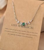 Elegant Copper Leaf & Branch Necklace with Cubic Zirconia – Timeless Beauty for Women