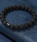 1PC Men’s Black Stone Beaded Bracelet – Stylish Party & Holiday Accessory - Image 3