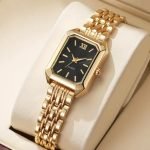 Elegant Women’s Quartz Watch – Square Dial with Roman Numerals, Alloy Band, Classic Casual Style