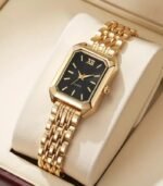 Elegant Women’s Quartz Watch – Square Dial with Roman Numerals, Alloy Band, Classic Casual Style