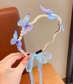 Girls’ Princess Pearl Butterfly Hairband – Elegant Forest Style Dress-Up Headband for Parties & Birthdays
