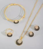 "5-Piece Vintage Jewelry Set 18k gold – Elegant Zinc Alloy with Synthetic Zirconia, Perfect Gift for Any Occasion" - Image 2