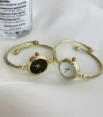 Elegant Women’s Quartz Bracelet Watch – Golden-Tone Alloy Bangle with Black Dial, Chic Jewelry Gift - Image 2