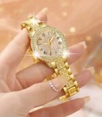 2pcs Women’s Glamorous Quartz Watches with Rhinestone & Gemstone Accents – Heart Bracelet, Digital Display, Ideal for Daily Wear & Gifts - Image 6