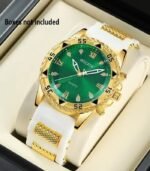 CAYON Men’s Quartz Watch – Golden-Tone Case & Adjustable Band, Stylish Green Dial with Black Hands, Perfect for Everyday Casual or Formal Wear - Image 3