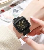 Trendy Quartz Square Watch – Silicone Band, Plastic Case, Battery-Operated with Electronic Drive | Everyday Fashion Watch | Long-Lasting & Comfortable Design - Image 3