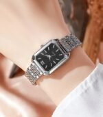 Elegant Women’s Quartz Watch – Square Dial with Roman Numerals, Alloy Band, Classic Casual Style - Image 3
