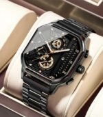 Stylish Men’s Square Dial Watch – Stainless Steel Band with Date Display – Perfect Business & Casual Gift for Him - Image 3