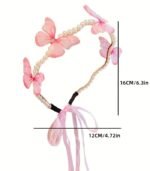 Girls’ Princess Pearl Butterfly Hairband – Elegant Forest Style Dress-Up Headband for Parties & Birthdays - Image 3