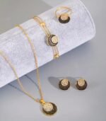 "5-Piece Vintage Jewelry Set 18k gold – Elegant Zinc Alloy with Synthetic Zirconia, Perfect Gift for Any Occasion" - Image 5