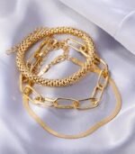 "3pcs Vintage Snake Bone Chain Bracelet Combo – Layered Metal Link Jewelry for Daily Wear & Parties" - Image 4