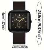 Trendy Quartz Square Watch – Silicone Band, Plastic Case, Battery-Operated with Electronic Drive | Everyday Fashion Watch | Long-Lasting & Comfortable Design - Image 4