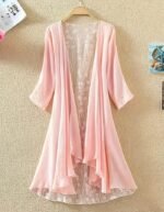 Women’s Casual Cardigan – Mid-Length Open Front with Elegant Lace Stitching - Image 3