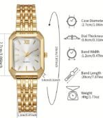 Elegant Women’s Quartz Watch – Square Dial with Roman Numerals, Alloy Band, Classic Casual Style - Image 4