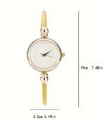 Elegant Women’s Quartz Bracelet Watch – Golden-Tone Alloy Bangle with Black Dial, Chic Jewelry Gift - Image 4