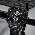 Stylish Men’s Square Dial Watch – Stainless Steel Band with Date Display – Perfect Business & Casual Gift for Him