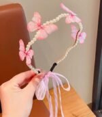 Girls’ Princess Pearl Butterfly Hairband – Elegant Forest Style Dress-Up Headband for Parties & Birthdays - Image 4