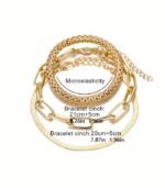 "3pcs Vintage Snake Bone Chain Bracelet Combo – Layered Metal Link Jewelry for Daily Wear & Parties" - Image 5