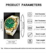 CAYON Men’s Quartz Watch – Golden-Tone Case & Adjustable Band, Stylish Green Dial with Black Hands, Perfect for Everyday Casual or Formal Wear - Image 5