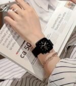 Trendy Quartz Square Watch – Silicone Band, Plastic Case, Battery-Operated with Electronic Drive | Everyday Fashion Watch | Long-Lasting & Comfortable Design - Image 5