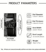 Men's Square Quartz Watch with Black Faux Leather Strap – Alloy Case, Battery Operated, Casual Minimalist Design - Image 5