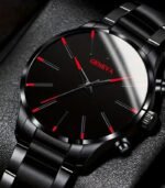 Men’s Black Quartz Watch – Sleek Stainless Steel Band, Zinc Alloy Case, Red Hands, Easy-Read Dial, Battery-Powered Movement, Perfect for Business Casual Style - Image 6