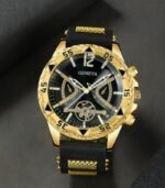 Luxury Black Quartz Watch – Unisex Design for Men & Women, Elegant Style for Daily & Formal Wear, Perfect Gift with Premium Box