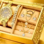 Elegant Quartz Watch with 10pcs Jewelry Set – Minimalist Round Business Style, Perfect Gift for Women