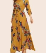 Elegant Women’s Maxi Frock Dress – Full-Length Flowing Gown with Round Neck & Long Sleeves | Perfect for Parties & Formal Events