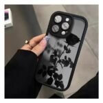 High Bamboo Black Shell Rose Pattern iPhone Case – Slim Protective Cover for iPhone 6 to 16 Pro Max Series | Elegant Floral Design - Image 2
