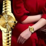 Women’s Luxury Rhinestone Quartz Watch – Golden Fashion Analog Calendar Wristwatch with Date Display