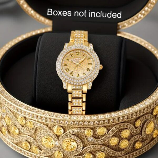 BERGCOZ’s Luxury Golden-Tone Quartz Watch – Elegant Square Bezel Analog Watch with Roman Numerals & -Accented Bracelet