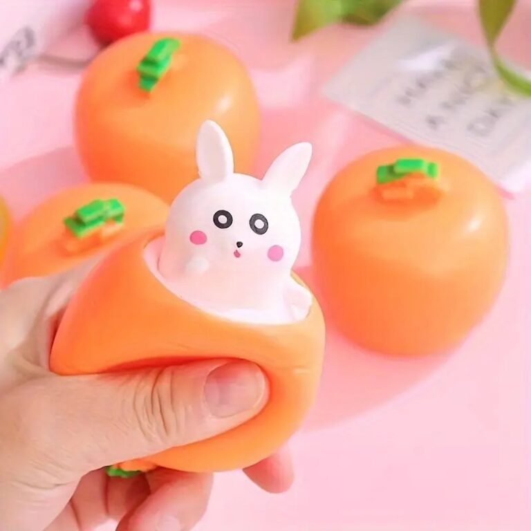 Fun Squeeze Bunny Toy – Cute Carrot Head Rabbit Stress Relief Toy for Kids and Adults, Random Color Soft Squishy Toy for Easter and Party Gifts