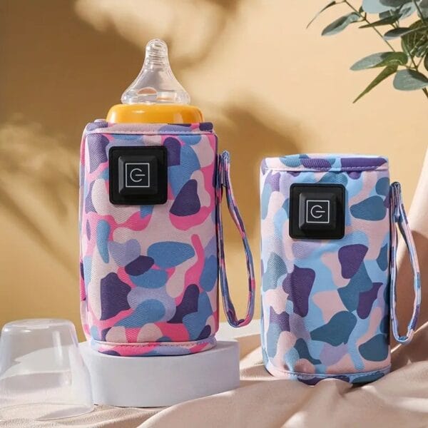 USB Baby Bottle Warmer – Portable Electric Feeding Bottle Heater with Adjustable Temperature, USB Powered Travel Bottle Warmer
