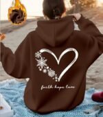 Women’s Snowflake & Heart Print Hoodie – “Faith Hope Love” Back Design | Cozy Long-Sleeve Sweatshirt with Front Pocket | Comfortable All-Season Casual Wear for Women - Image 15