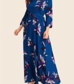 Elegant Women’s Maxi Frock Dress – Full-Length Flowing Gown with Round Neck & Long Sleeves | Perfect for Parties & Formal Events - Image 13
