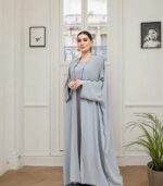 Elegant Open Front Abaya for Women – Solid Color Moroccan & Turkish Style | Lightweight Islamic Dress for Everyday & Special Occasions - Image 8