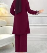 Women’s Embroidered Plant-Pattern Two-Piece Set – Long Sleeve Top & Pants | Elegant Arabic Outfit Without Headscarf - Image 13