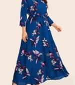 Elegant Women’s Maxi Frock Dress – Full-Length Flowing Gown with Round Neck & Long Sleeves | Perfect for Parties & Formal Events - Image 14