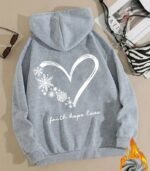 Women’s Snowflake & Heart Print Hoodie – “Faith Hope Love” Back Design | Cozy Long-Sleeve Sweatshirt with Front Pocket | Comfortable All-Season Casual Wear for Women - Image 12