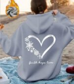 Women’s Snowflake & Heart Print Hoodie – “Faith Hope Love” Back Design | Cozy Long-Sleeve Sweatshirt with Front Pocket | Comfortable All-Season Casual Wear for Women - Image 10