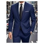 Men’s Classic Double-Breasted Blazer – Solid Color Notch Lapel Business Suit Jacket for Weddings, Parties & Formal Occasions