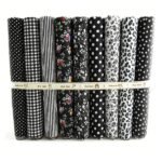 Buyvuy 9pcs Black Floral & Polka Dot Fabric Bundle – 100% Cotton Fat Quarters for Sewing, Quilting & DIY Crafts (50x50cm) - Image 2