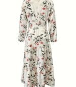 Women’s Elegant Floral Maxi Dress – Black with Red Flower Design, Lace-Up Front & Long Sleeves | Modest, Breathable & Stylish Outfit for All Seasons - Image 7