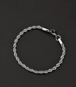 4mm Stainless Steel Twist Rope Chain Bracelet – Unisex Fashion Jewelry Gift