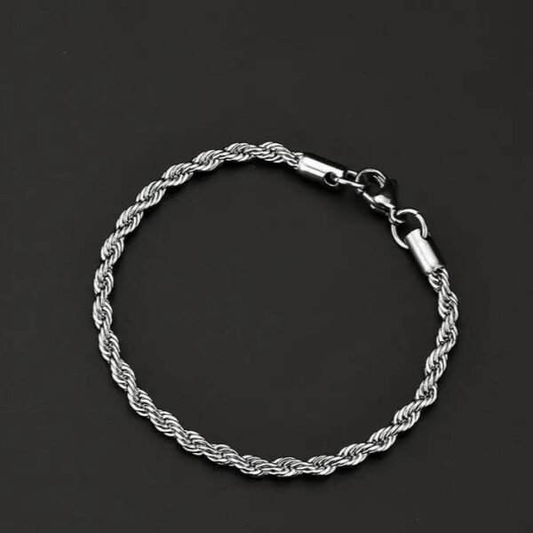 4mm Stainless Steel Twist Rope Chain Bracelet – Unisex Fashion Jewelry Gift