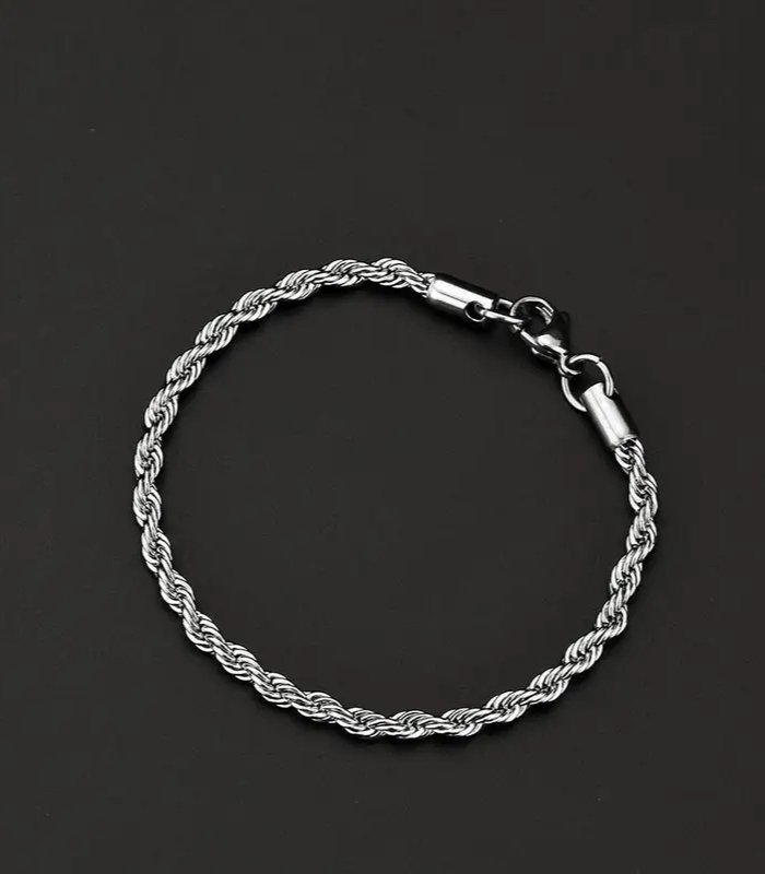 4mm Stainless Steel Twist Rope Chain Bracelet – Unisex Fashion Jewelry Gift