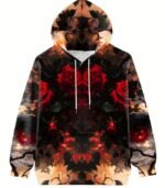 Women’s Dark Floral Hoodie – Soft Pullover Sweatshirt with Elegant Rose Print | Cozy & Stylish Casual Top for Fall and Winter - Image 4